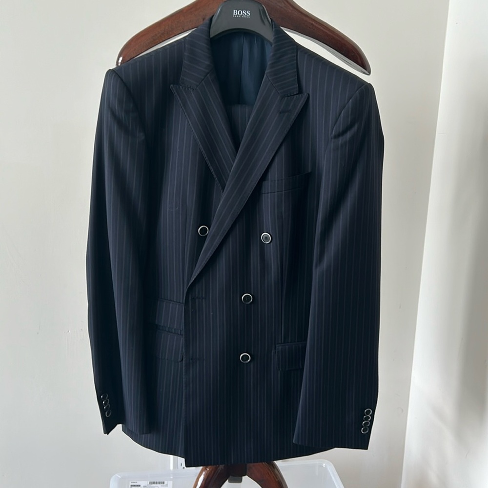 Hugo Boss navy pinstripe double breasted